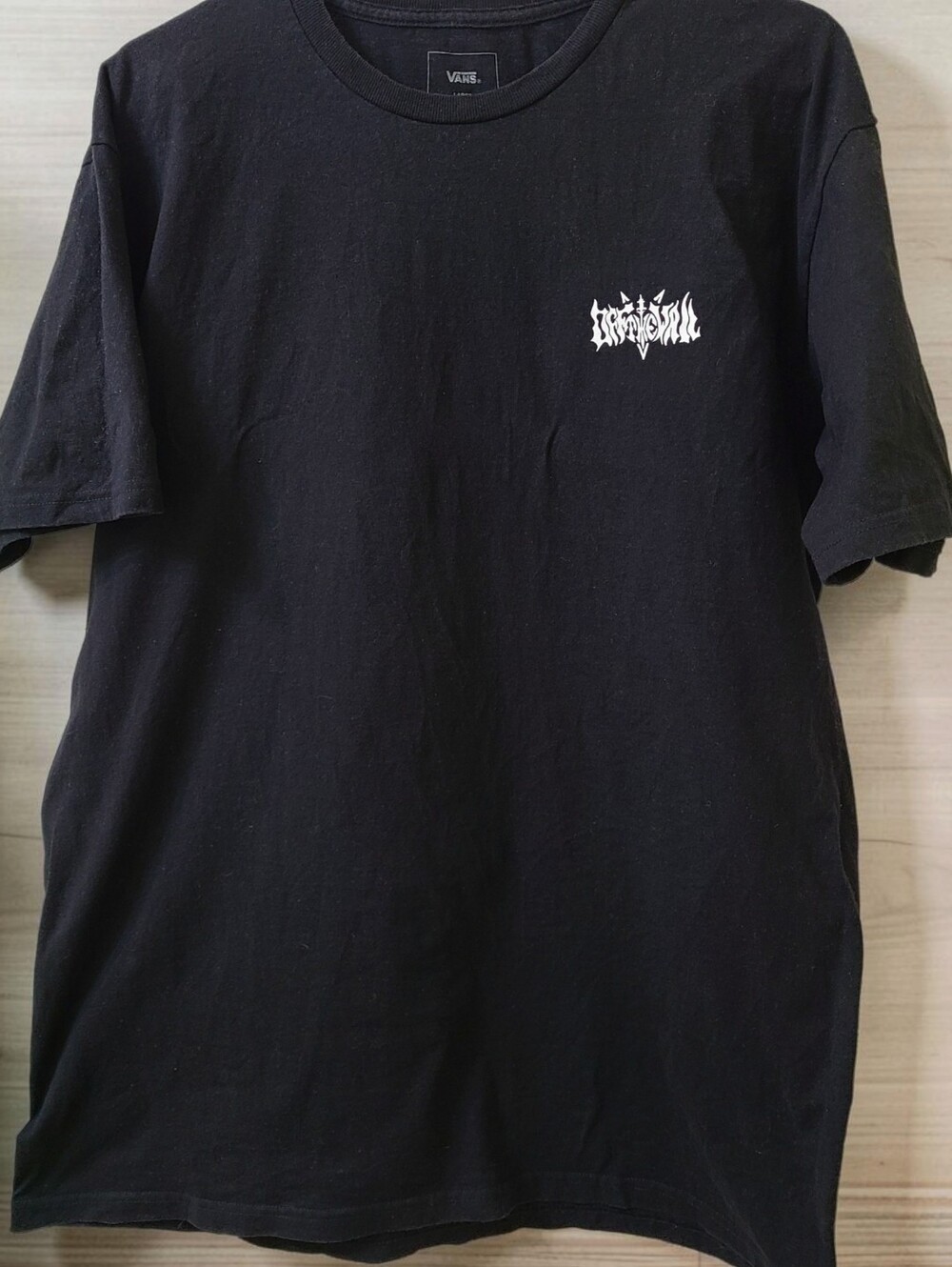 Vans Black Short Sleeve Tee with White Chest Graphic